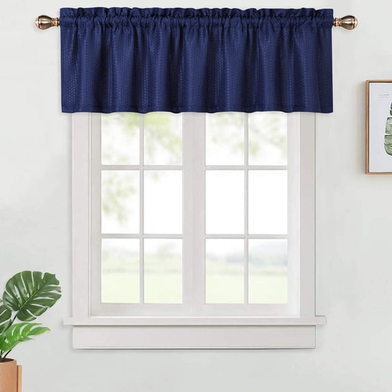 LingStar Navy blue Waffle Weave TextuRed Waterproof Room Darkening Rod Pocket Window Curtain Valance 60"X15"