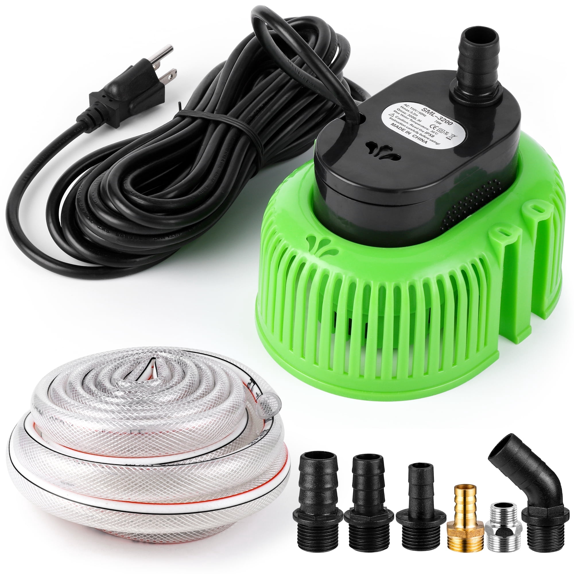 Pool Cover Pump Above Ground - 850 GPH Submersible Pump With 16ft Hose & 25ft Cord For Draining Covers