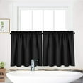 thumbnail image 1 of LingStar Waffle Kitchen Tier Curtains Short Length Water Repellent Rod Pocket Half Window Covering Curtain,30"x24"x2,black, 1 of 5