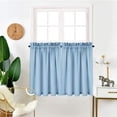 thumbnail image 1 of LingStar Waffle Woven Textured Tier Curtains Rod Pocket Short Window Curtains,30"x24"x2,sky blue, 1 of 5