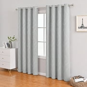 LingStar Window Curtains Eyelet Design Silver Foil Printed Insulated Blackout Curtains For Home Living Room Bedroom Decoration