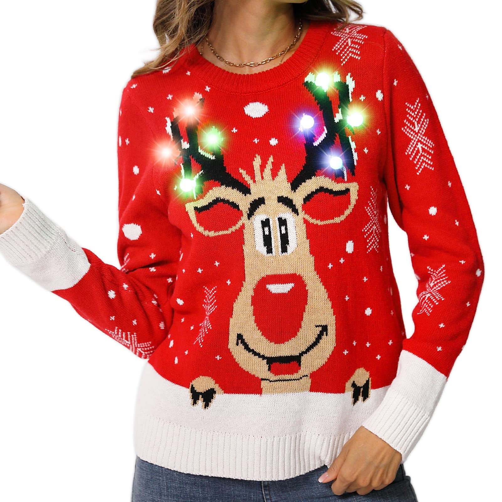 LingStar Womens LED Light Up Reindeer Ugly Christmas Sweater Built in lingstar-womens-led-light-up-reindeer-ugly-christmas-sweater-built-in