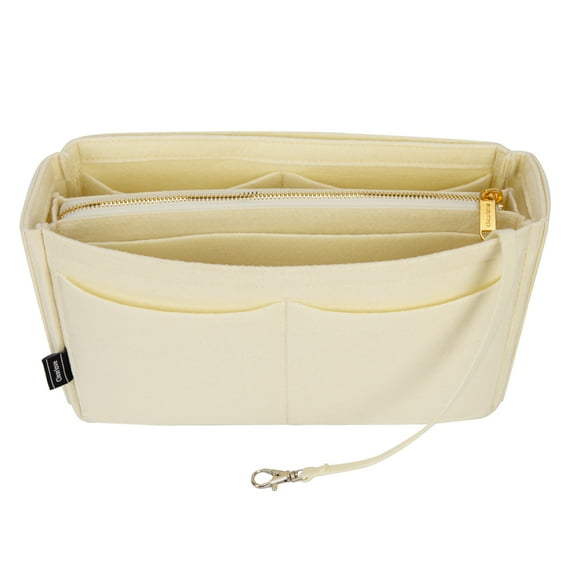 LingStar beige Tote Handbag Organizer Insert with Key Chain,Zipper Purse Detachable Wallet,Medium