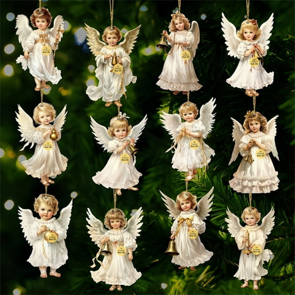 LingVibe 2D 24 Piece Set of Victorians Angel Wooden Decoration Set for Traditional Holiday Home Window Decoration