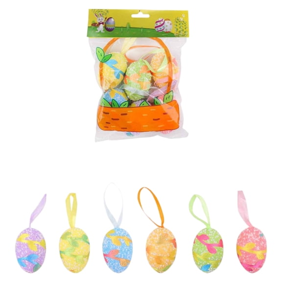 LingVibe 6pc Easter Foam Eggs Festival Party Scene Decoration - Simulation Eggs Arrangement Props, DIY Foam Craft for Easter Egg Hunt, Spring Table Centerpiece, Easter Craft Supplies,B