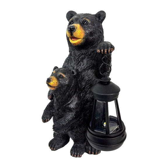 LingVibe Animal Ornaments for Gardens and Courtyards, Outdoor Solar Resin Black Bear Sculpture Garden Decor, Wildlife Inspired Yard Art,Black