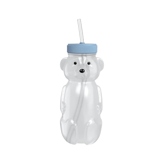 LingVibe Honey Bear Straw Cup for Babies, 8oz Baby Bottle Set with Lid and 3-Pack Learning Straw, BPA-Free and Easy to Hold, Ideal for kids,Blue