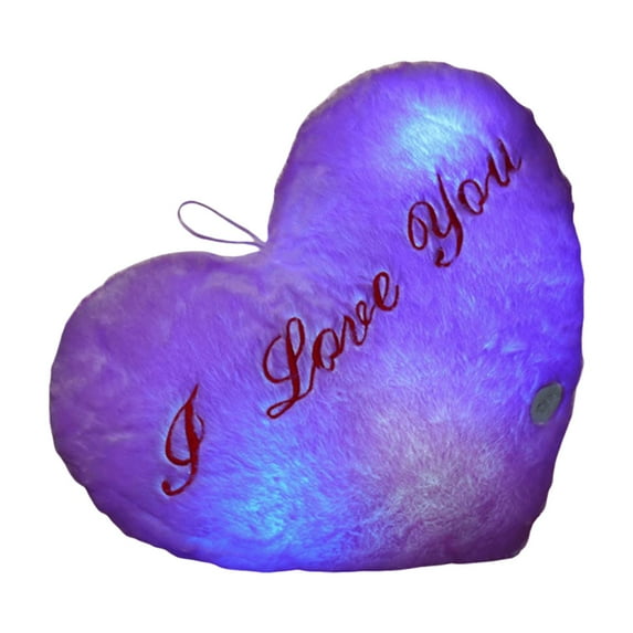 LingVibe LED Heart Pillow, Twinkling Color Changing Light Up Plush Throw Pillow, I Love You Valentine's Day Gift for Girlfriend, Romantic Wedding Decor, Bedroom Sofa Cuddle Pillow,Purple