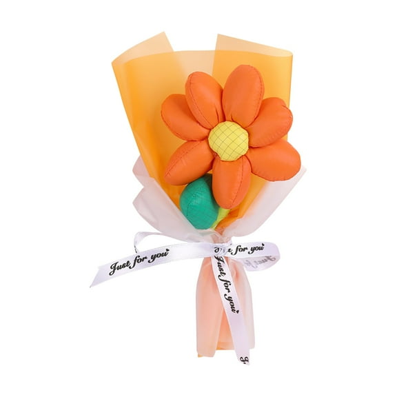 LingVibe Plush Bouquet Doll, Mini Sunflower Stuffed Animal with Stem, Artificial Flower & Plush Toy Gift for Valentine's Day, Birthday, Graduation & Desktop Cuteness,Saffron