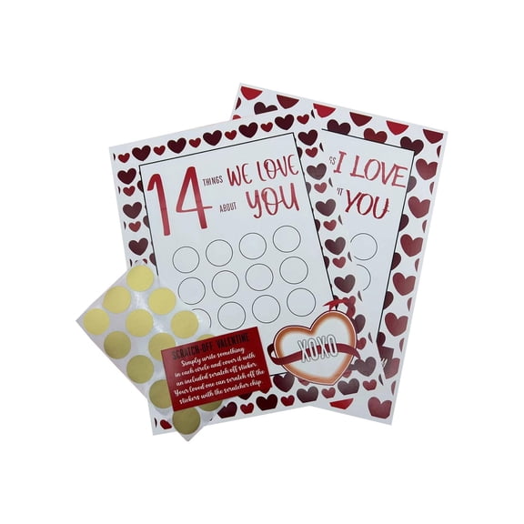 LingVibe Valentine's Day Scratch Off Poster "14 Things I Love About You", Customized DIY Gift for Couples, Romantic Date Night Activity,C