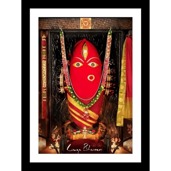 Linga Bhairavi Deity Photo Frame, 7 x 9 Inches,Wooden Wall Hang, Religious Decor
