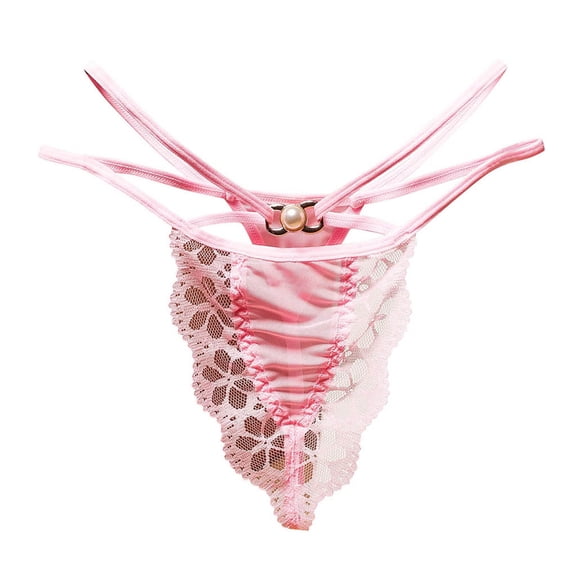 Lingerie Briefs Womens Transparent Gauze Low Waist G-string Pants Panties Thong Pink