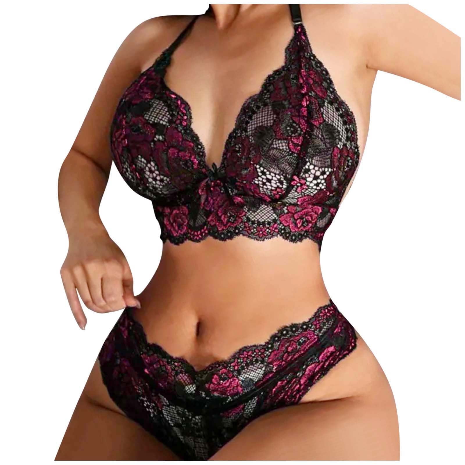 Ladies Three Point Lingerie Sexy Lace Bra Panties Two Piece Stylish Shiny  Negligees Lingerie Small Breasts Vacation, Wine, X-Large : :  Clothing, Shoes & Accessories