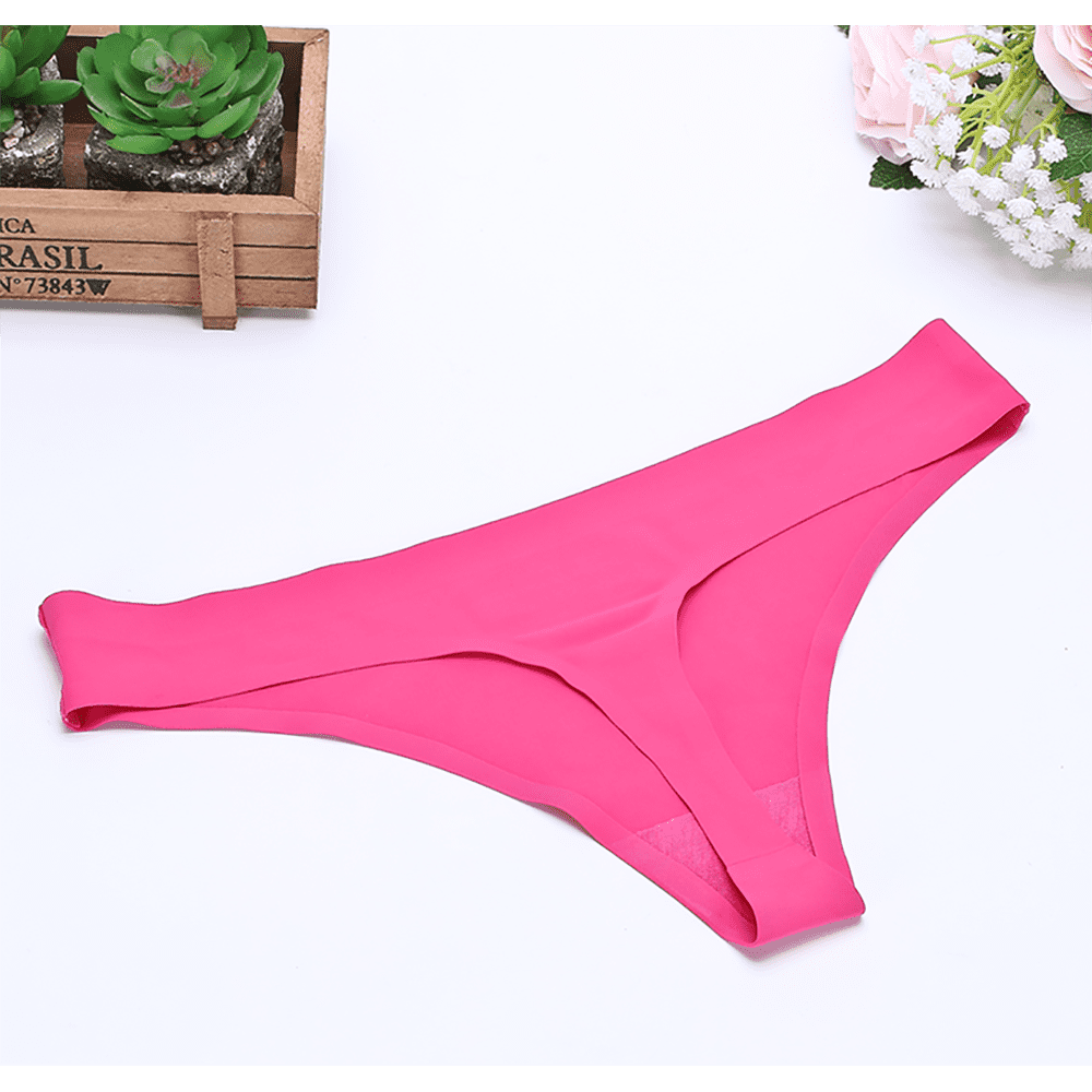 Lingerie For Women Women Invisible Underwear Briefs Ice Silk Seamless Crotch Hot M Hot Pink 
