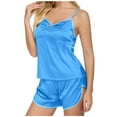 thumbnail image 1 of Lingerie Pajama Sets for Women - Sleepwear Satin Silk Lace Up Nightwear Pajamas Set, 1 of 5