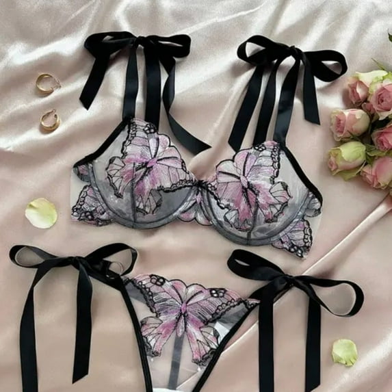 Lingerie Set Butterfly Embroidery