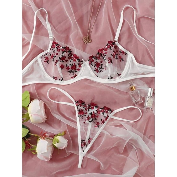 Lingerie Set Red Floral