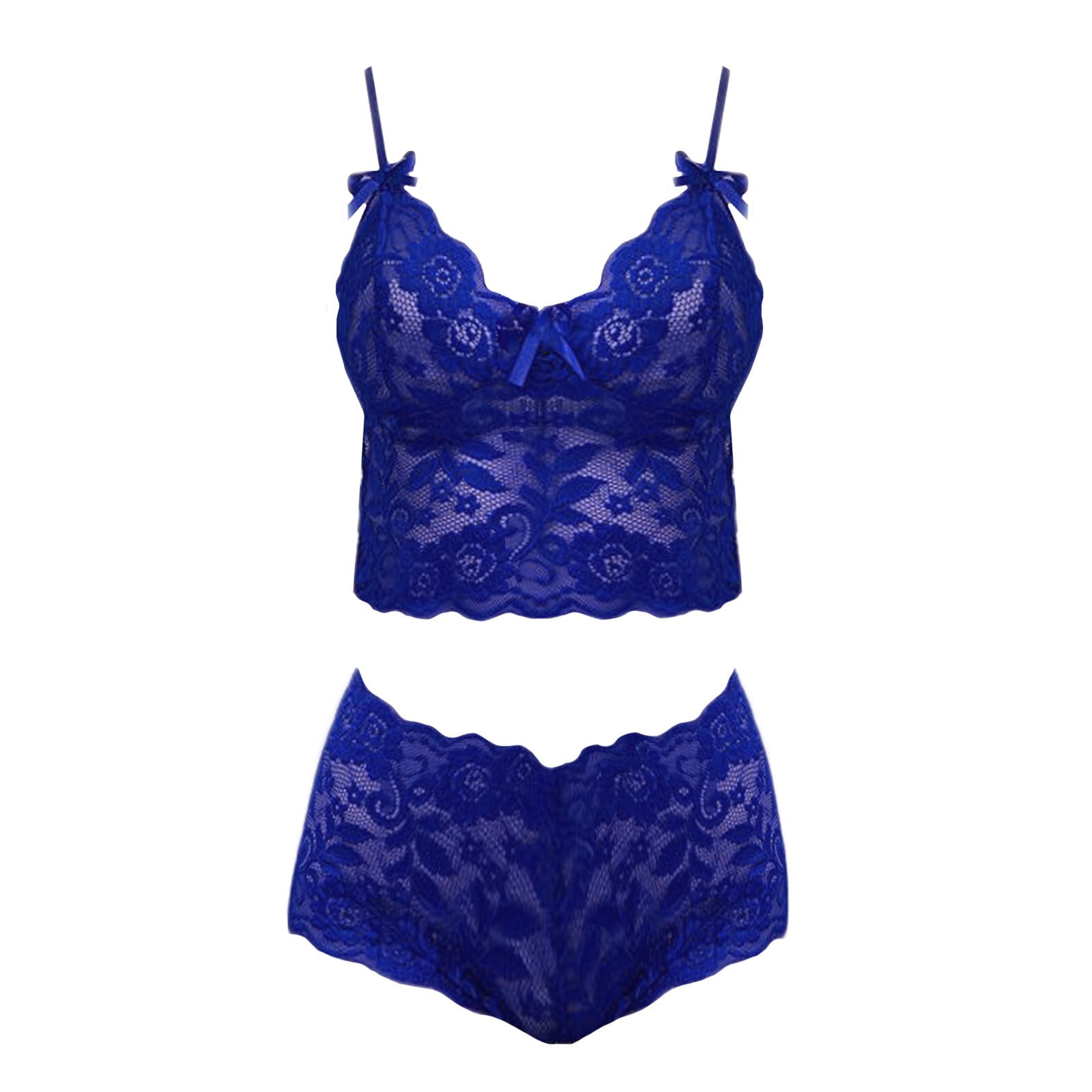 Vedolay Matching Bra And Panty Sets Plus Size 2 Piece Lingerie for Women  Strappy Bra and Panty Underwear Sets Lace Underwear Set for Women(Blue,L)