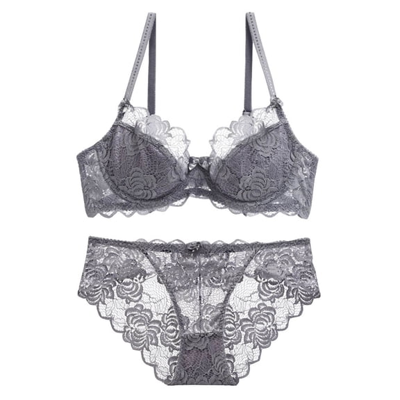 Sets for Women Womens Lace Womens Comfortable And Breathable Gathering Oversized Bra Set Sets,Grey,38/85B