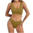 thumbnail image 1 of Lingerie Sets for Women Women's Underwear Set Gathering Underwear Women's Large Chest Display Small Shockproof Sports Bra Large U Open Back Beauty Tank Top Set Bra Set, Color:Yellow, Size:XL, 1 of 5