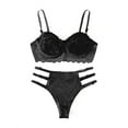 thumbnail image 1 of Lingerie Sets for Women New Fashion Lace Lingerie Underwear Sleepwear Steel Ring Pajamas Garter Bra Set, Color:Black, Size:M, 1 of 8