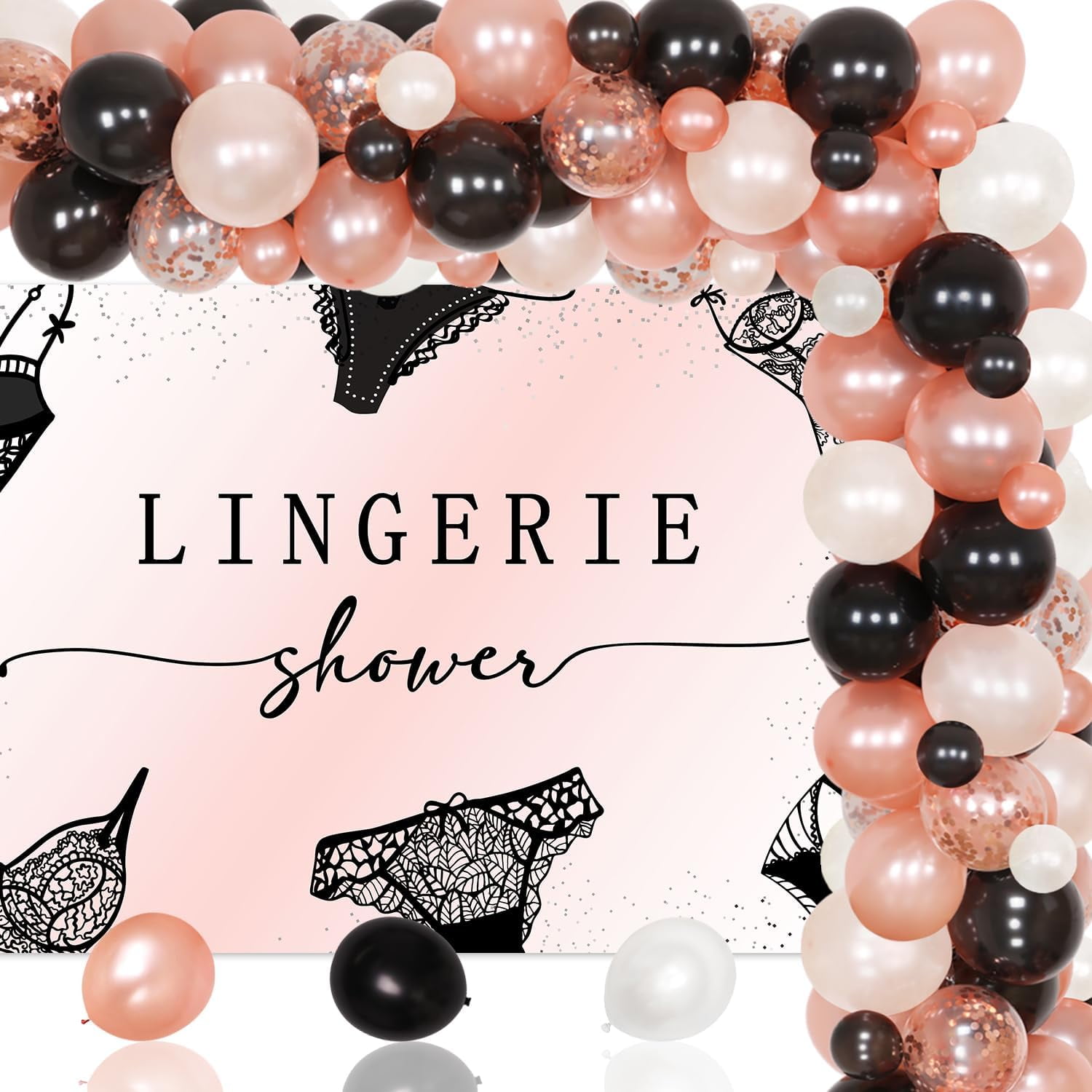 Lingerie Shower Decorations, Bras and Panties Backdrop Banner Lingerie Party Decorations with Underwear Backdrop Balloon Arch Kit for Women Bridal Shower Bachelorette Party Supplies