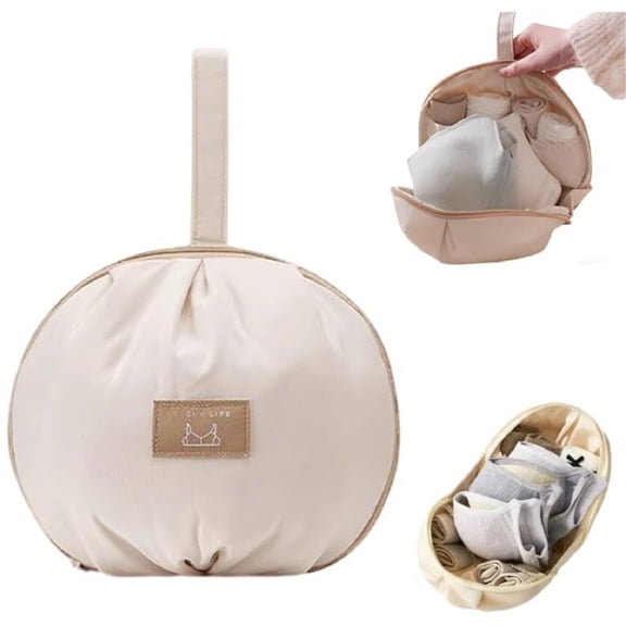 Lingerie Storage Bag Set, Lingerie Bags for Storage, Travel Underwear Organizer Bag, Portable Women Underwear Storage Bag with Multiple Compartments, Suitable for Home or Travel (Beige)
