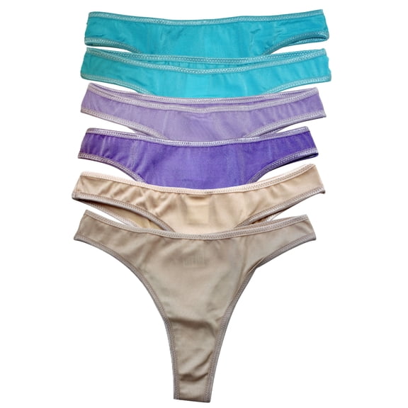 Lingerie V Shape Back Bikini G-String Thong Panties Underwear, 6 pieces