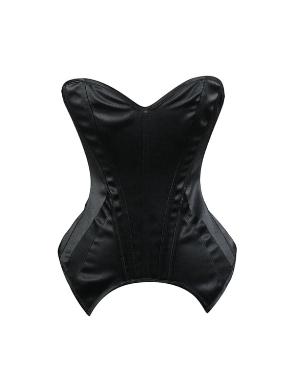 for Women Bridal Satin Corset with Waist Cincher Bone Structure Bustier Rear Lacing for All Seasons Elegant Bodice Shaping Underpinnings to Your Black 3XL