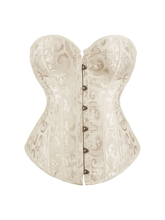 for Women Elegant Corset for Shapewear Bridal Gothic Halloween Formal Evening Wear Body Sculpting Bodice with Intricate Pattern and Support Beige 5XL