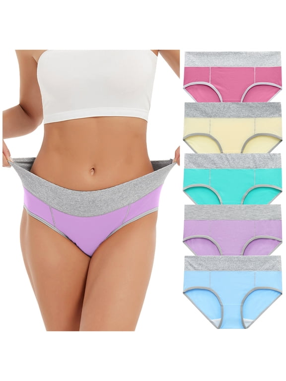 for Women Patchwork Panties Underpants Women Briefs Bikini Solid Design for Everyday Comfort on Platform Chinese Marketing 5PCS Multicolor XXL