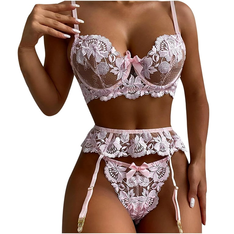 Lingerie for Women Sets Fashion Women Sexy Lace Underwear Pajamas  Embroidered Ladies Intimates Set Extra Large Lingerie Deep V Neck Backless  Mini Babydoll 