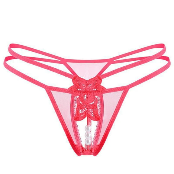 Lingerie Women's Thong Feminine Pearl Massage Ladies Panties Slit T Pants Female
