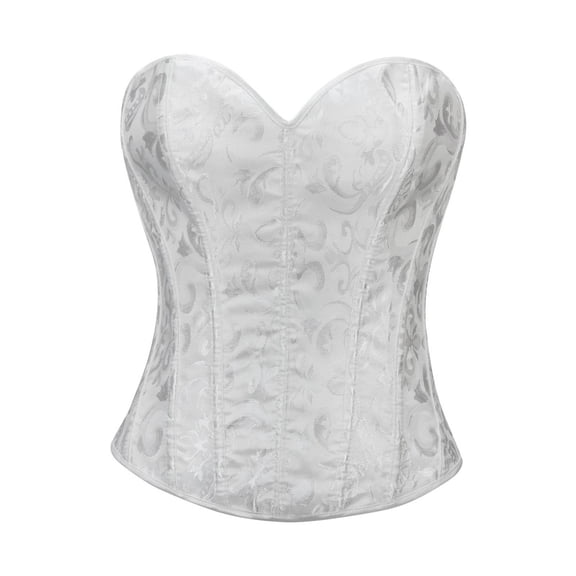 Lingerie for Women Bodysuit for Women Bustier Lace Waist Cincher with Push-Up Support Top White M