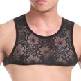 thumbnail image 1 of Lingerie for Women,Bras for Women,Beef Men's Lace Floral Muscle Tank Top Round Neck Mesh Undershirt Semi Transparent Vest Singlet Gym Sports Half Top, 1 of 9