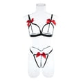 thumbnail image 1 of Lingerie for Women Breast Breasts Bowknot Color Matching Hollow Underwear Two Set Elegant Teddy Babydoll Dress for Women, 1 of 6