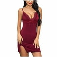 thumbnail image 1 of Lingerie for Women Cotton Sleepwear V Neck Chemise Nightgown Lace Full Slip Dress Underwear, 1 of 9