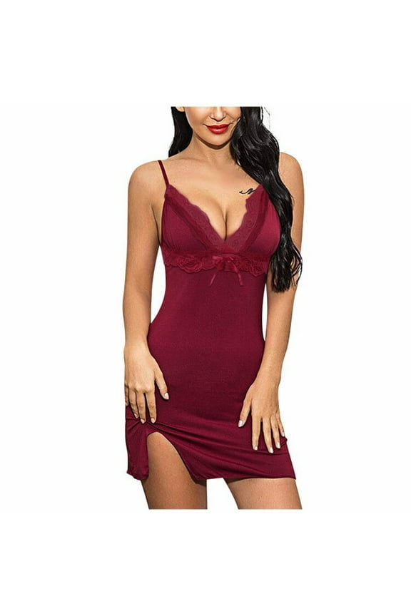 Lingerie for Women Cotton Sleepwear V Neck Chemise Nightgown Lace Full Slip Dress Underwear