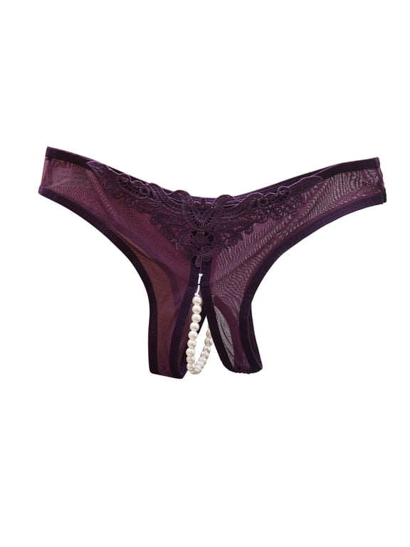 Womens Thong Underwear Micro Thongs for Women String Thong Bowknot Beads Panties One Size