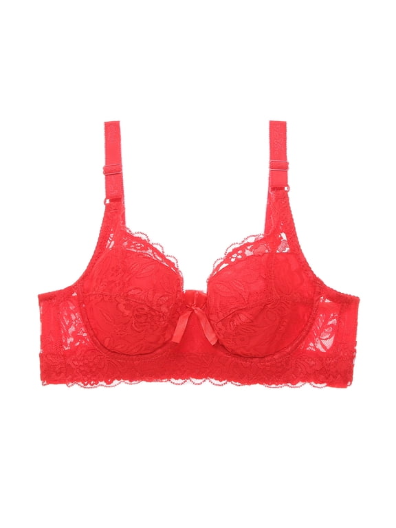Lingerie for Women IntimatesElegant Lace Gathered Bralette with Adjustable Straps for Comfortable Support Soft Everyday Wear Red 46