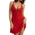 thumbnail image 1 of Lingerie for Women Lace Chemise Nightgown Sleepwear V Neck Full Slip Sleep Dress, 1 of 6
