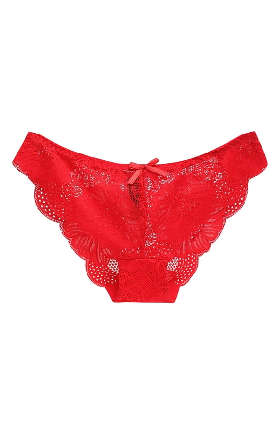 Lingerie for Women Lace Mesh Panties for Women Breathable Crotch Bottoms in M-XL Transparent Design Red L