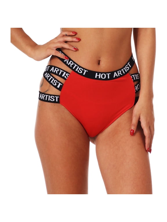 Lingerie for Women Ladies Transparent Net Panties Letters Printed Low Waist Seamless Women Briefs Thong Platform Competitive Title Red M