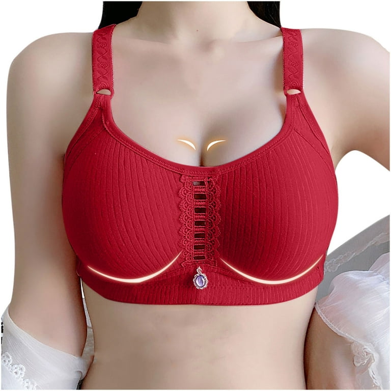 Lingerie for Women Lingerie for Women Woman's Fashion Plain Color  Comfortable Hollow Out Bra Underwear No Rims Strapless Bra Bras for Women  on Red,42 