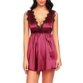 thumbnail image 1 of Lingerie for Women Nightdress for Relaxed Sleepwear with V Neck and Lace Detail Plus Size Sleepwear for Comfort and Hot Pink XL, 1 of 8