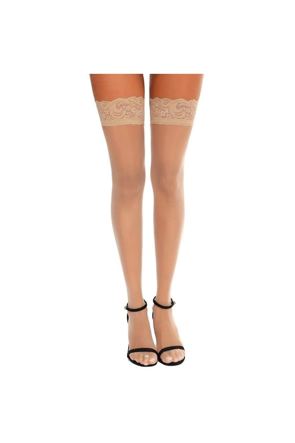 Lingerie for Women Nightwear Lace Top Thigh High Sheer Stockings Antiskid Silicone Ultra Shimmery Pantyhose Breathable Babydoll Underwear