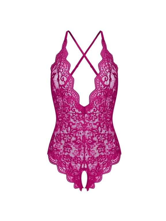 Lingerie for Women Nightwear Spring Lace Solid Color Bow Underneath Opening Slimming Breathable Babydoll Underwear