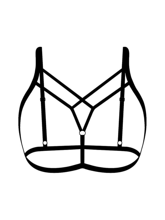 Lingerie for Women Occasion Top Strappy Bustier with Hollow Bandage Cage Design for Women Elastic Out Cage Bra Seamless Hollow Bustier Black S