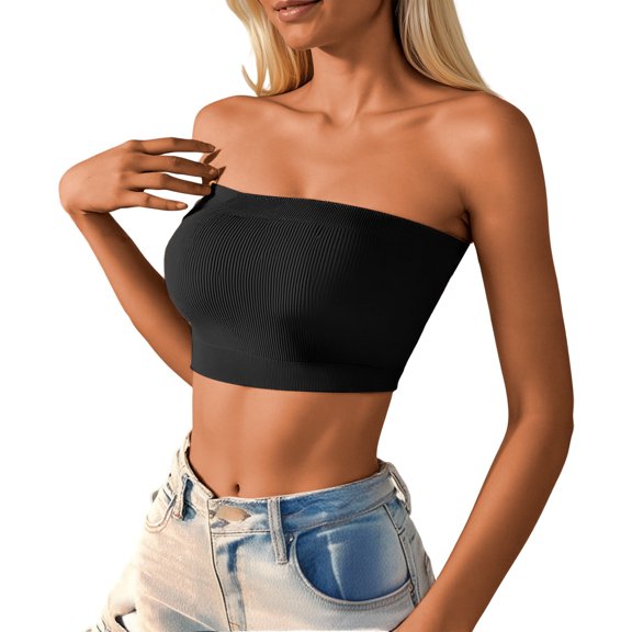 Lingerie for Women Seamless Line Wrap Chest Ice Silk Traceless Breathable Back Knitted Base Bandeau A Underwear Women Black L