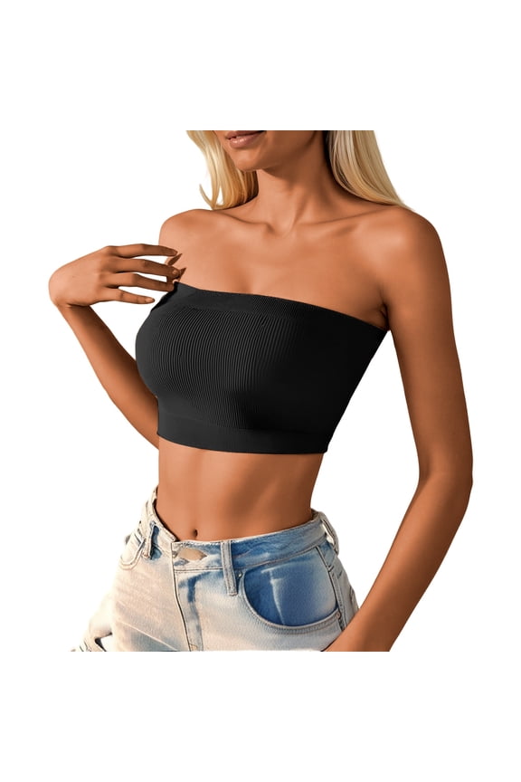 Lingerie for Women Seamless Line Wrap Chest Ice Silk Traceless Breathable Back Knitted Base Bandeau A Underwear Women Black L